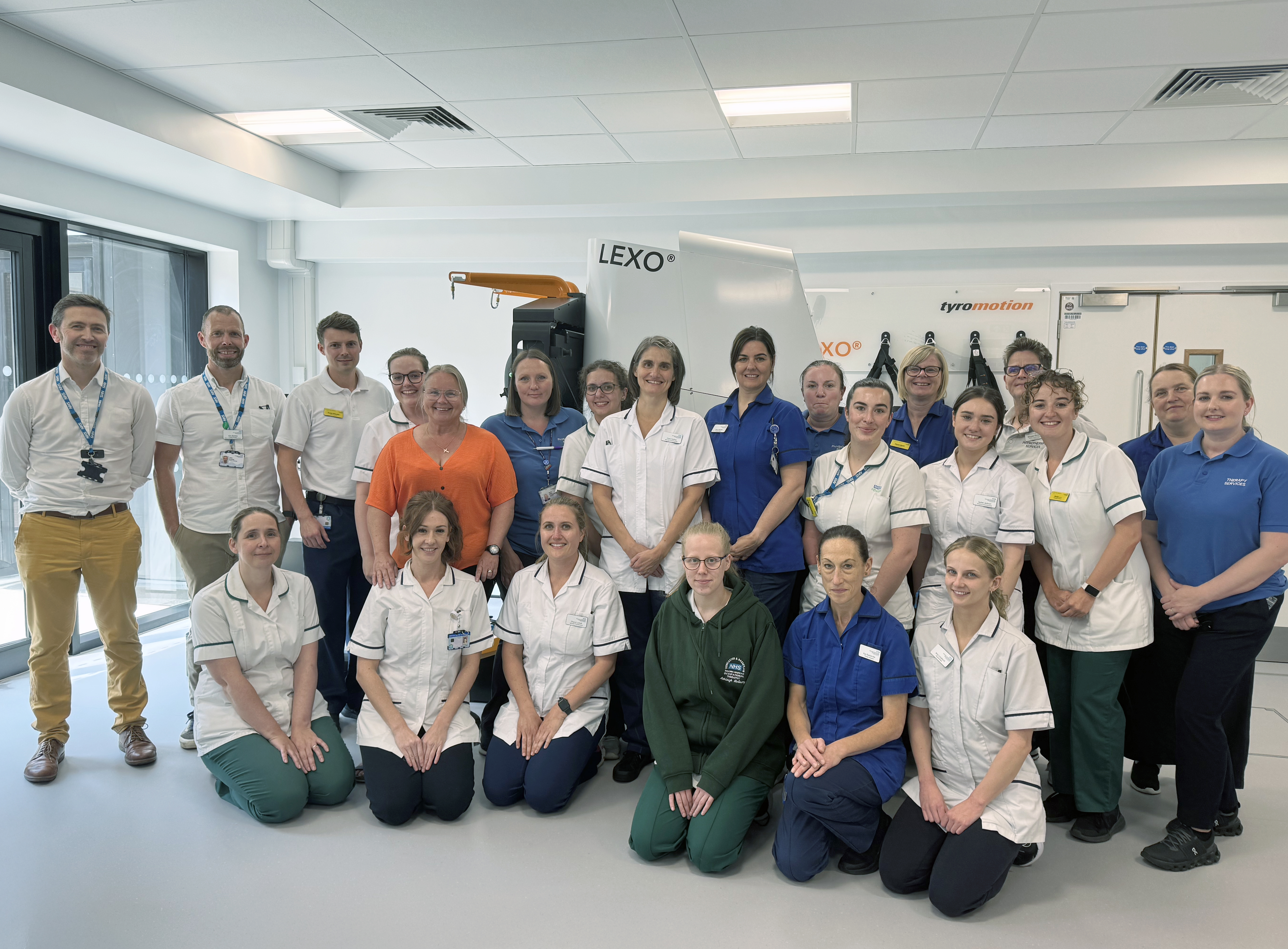 (l-r) Simon Eaton, Senior Project Manager, James Baird, Integrated Health Projects, John Brinkley, Physiotherapy Manager, Dr Peter Anderton, Consultant in Stroke Rehabilitation, Andy White, Head of Capital Infrastructure, Brad Fella, Edge PS, Dr Kirsty Edmondson Jones, Director of Infrastructure