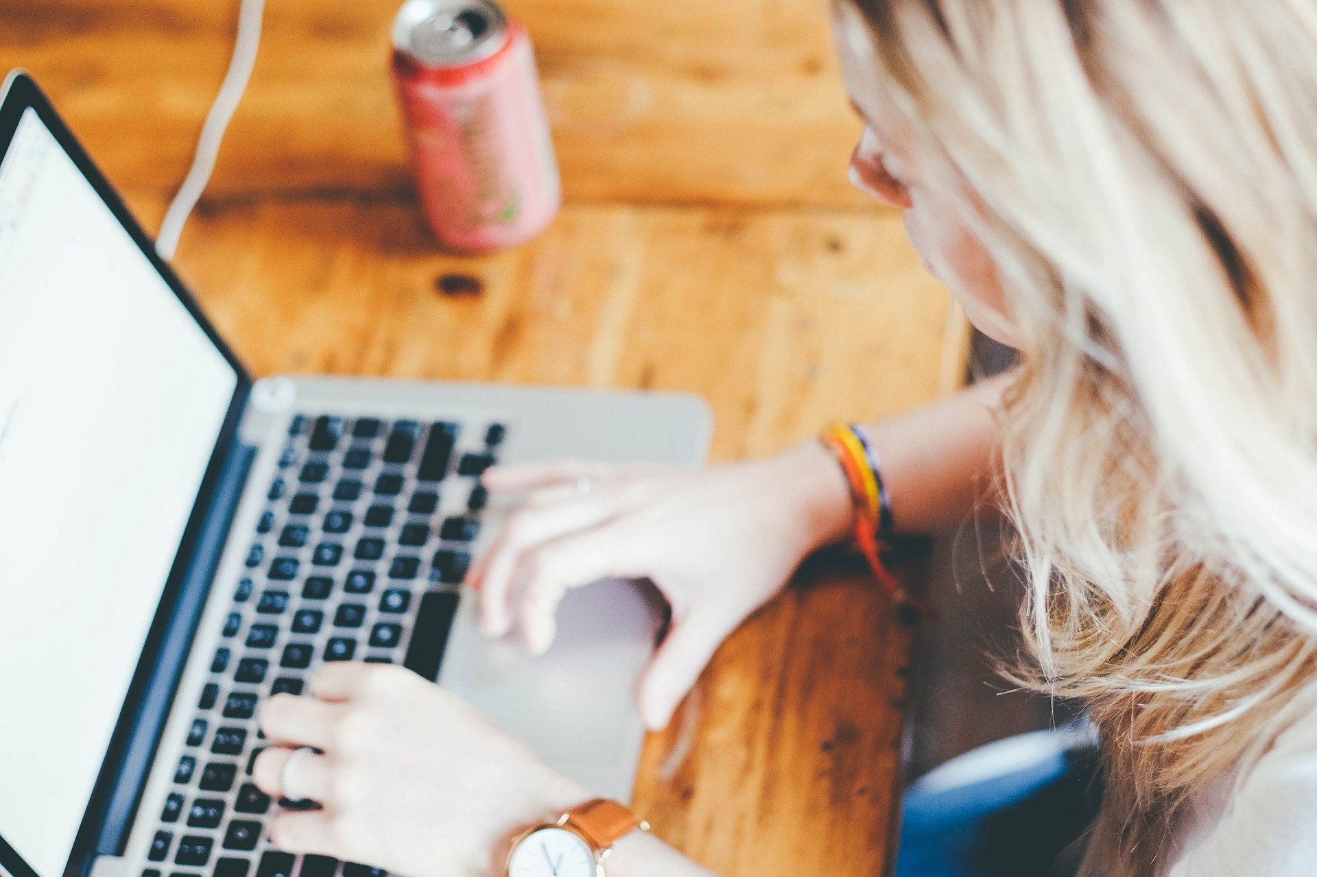 A woman using a laptop