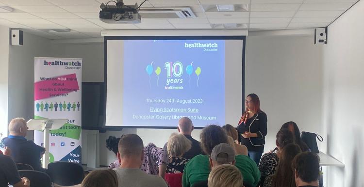Healthwatch Doncaster 10 year anniversary event being led by Natalie