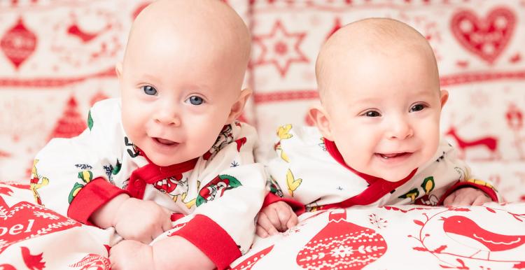 Images show festive pictures of babies delivered by midwives at DBTH during 2022.